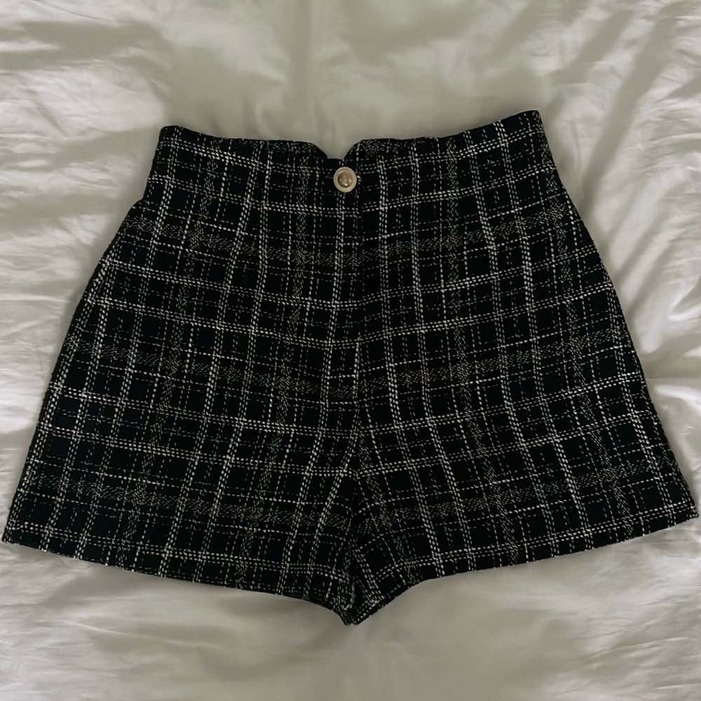 Zara Tweed High-Waisted Shorts